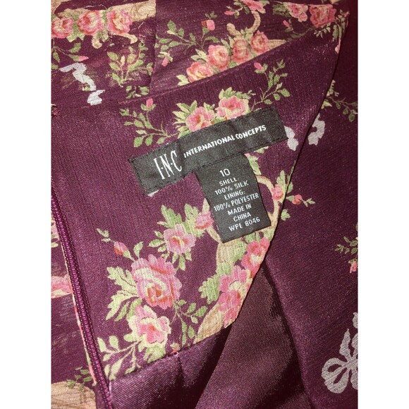 INC INTERNATIONAL CONCEPTS sz 10 100% Silk AB Beaded Drop Waist A-Line Skirt - Picture 5 of 5